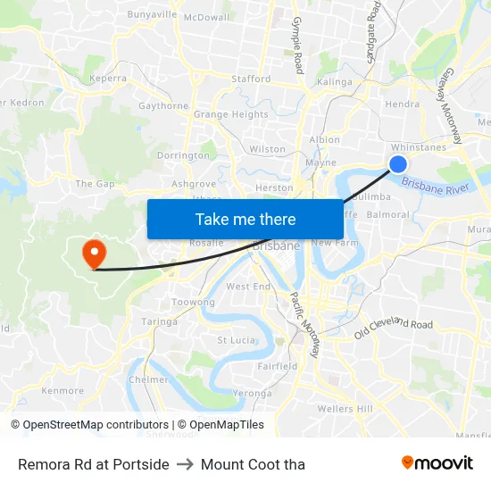 Remora Rd at Portside to Mount Coot tha map