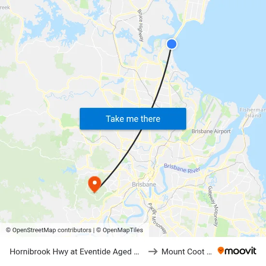 Hornibrook Hwy at Eventide Aged Home to Mount Coot tha map