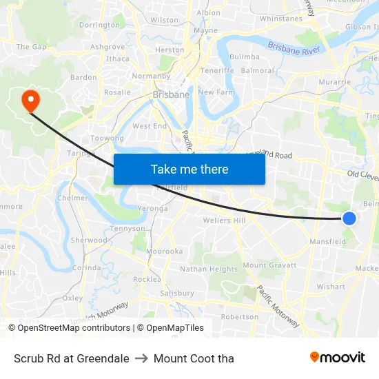 Scrub Rd at Greendale to Mount Coot tha map