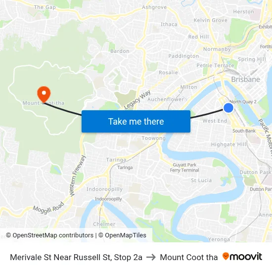 Merivale St Near Russell St, Stop 2a to Mount Coot tha map