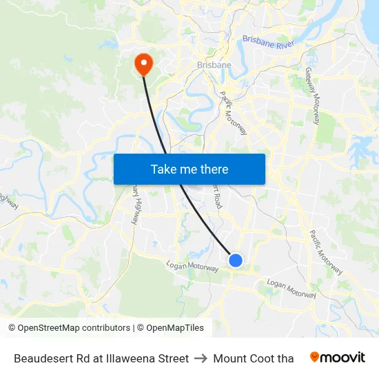 Beaudesert Rd at Illaweena Street to Mount Coot tha map