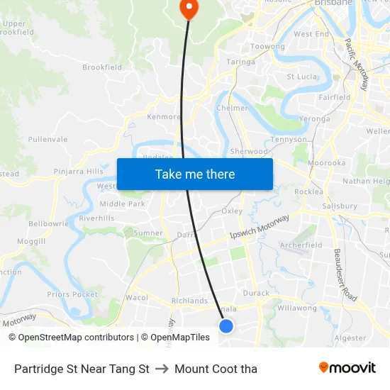 Partridge St Near Tang St to Mount Coot tha map