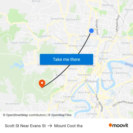 Scott St Near Evans St to Mount Coot tha map
