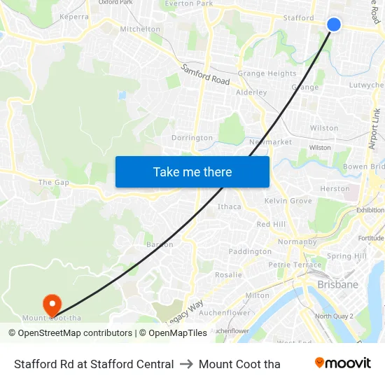 Stafford Rd at Stafford Central to Mount Coot tha map
