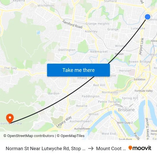 Norman St Near Lutwyche Rd, Stop 24/25 to Mount Coot tha map
