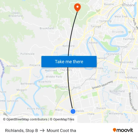 Richlands, Stop B to Mount Coot tha map
