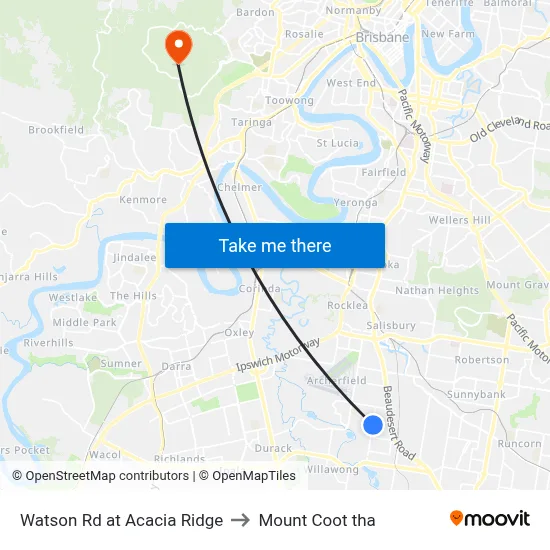 Watson Rd at Acacia Ridge to Mount Coot tha map