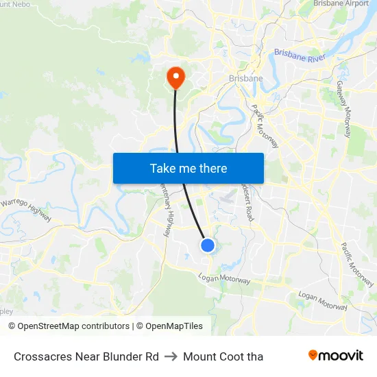 Crossacres Near Blunder Rd to Mount Coot tha map