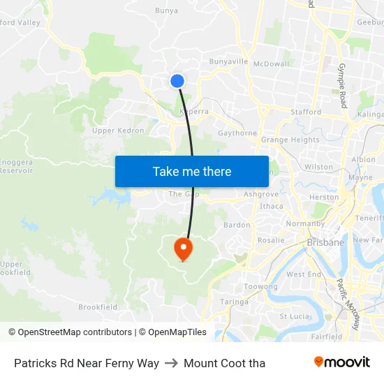 Patricks Rd Near Ferny Way to Mount Coot tha map