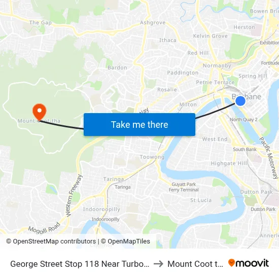 George Street Stop 118 Near Turbot St to Mount Coot tha map
