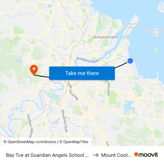 Bay Tce at Guardian Angels School Stop 95 to Mount Coot tha map