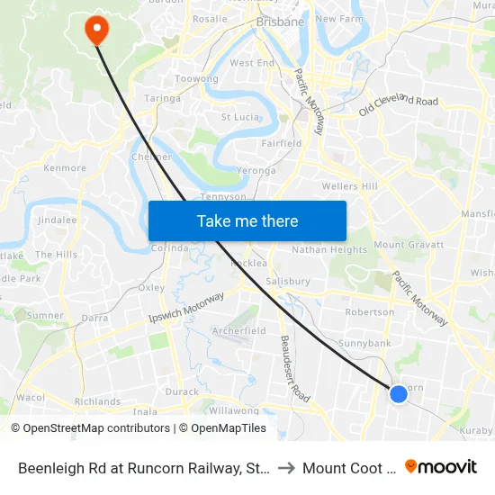 Beenleigh Rd at Runcorn Railway, Stop 72 to Mount Coot tha map