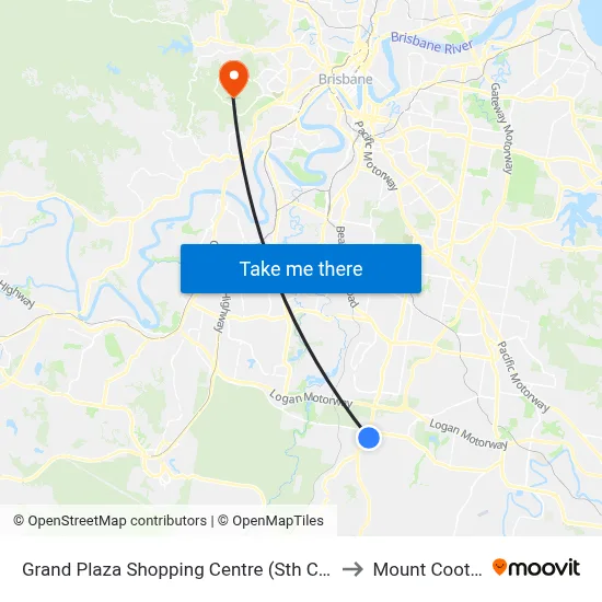 Grand Plaza Shopping Centre (Sth Car Park) to Mount Coot tha map