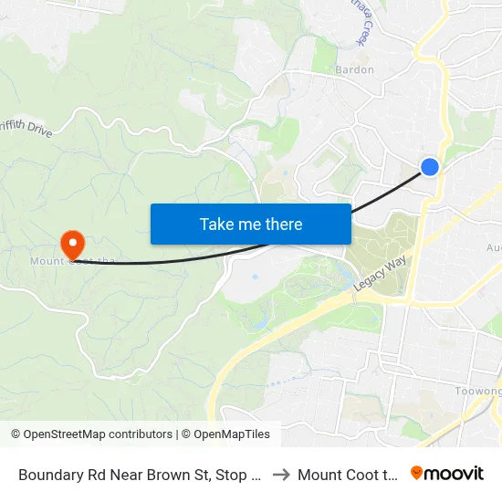 Boundary Rd Near Brown St, Stop 15 to Mount Coot tha map