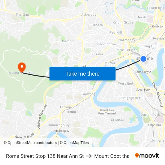 Roma Street Stop 138 Near Ann St to Mount Coot tha map