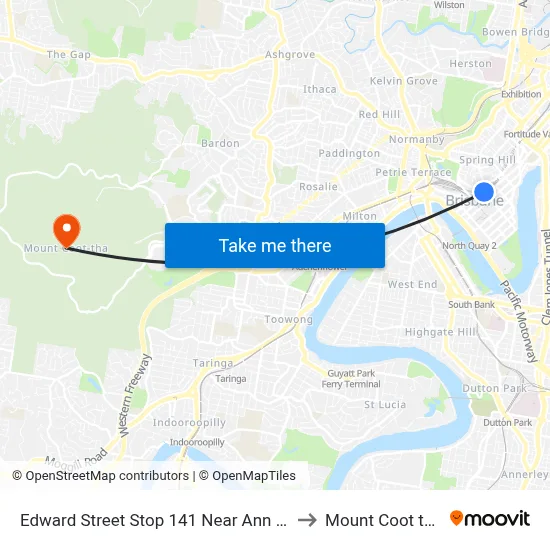 Edward Street Stop 141 Near Ann St to Mount Coot tha map