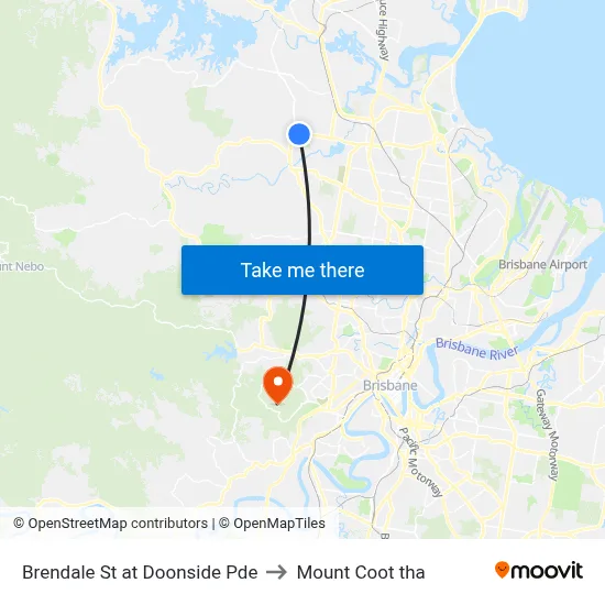 Brendale St at Doonside Pde to Mount Coot tha map
