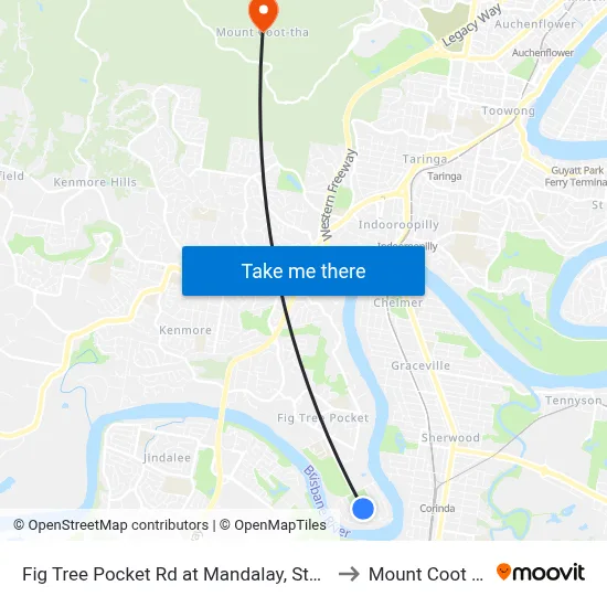 Fig Tree Pocket Rd at Mandalay, Stop 44 to Mount Coot tha map