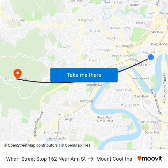 Wharf Street Stop 162 Near Ann St to Mount Coot tha map