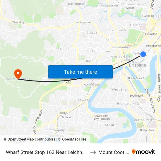 Wharf Street Stop 163 Near Leichhardt St to Mount Coot tha map