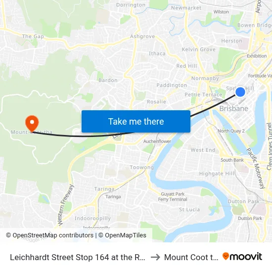 Leichhardt Street Stop 164 at the Ridge to Mount Coot tha map
