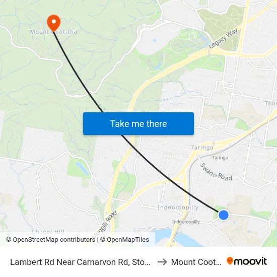 Lambert Rd Near Carnarvon Rd, Stop 36/27 to Mount Coot tha map