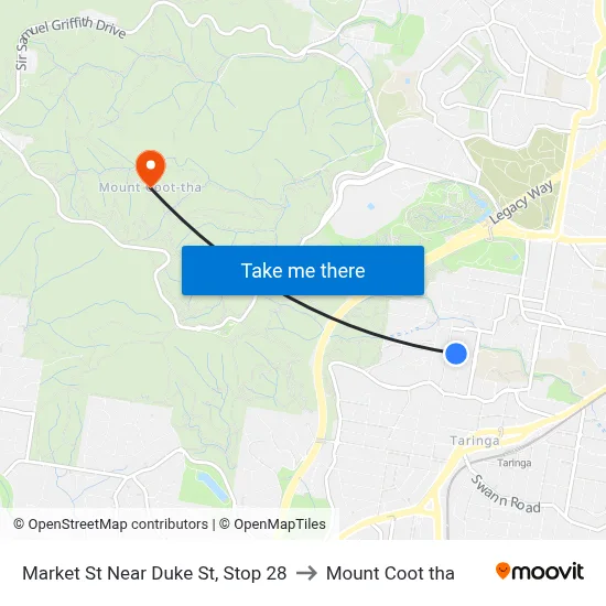Market St Near Duke St, Stop 28 to Mount Coot tha map