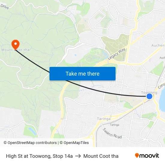 High St at Toowong, Stop 14a to Mount Coot tha map