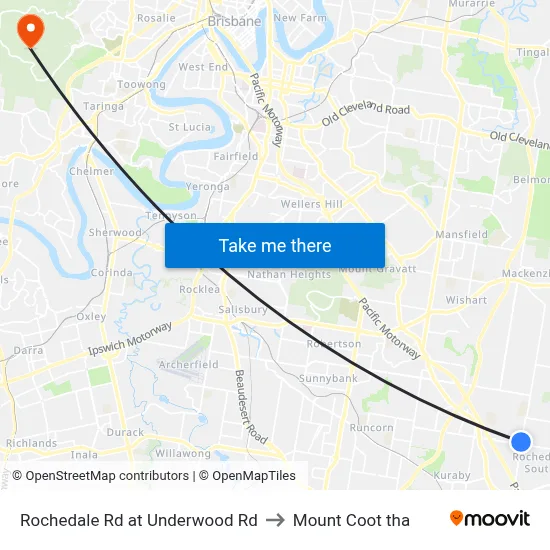 Rochedale Rd at Underwood Rd to Mount Coot tha map