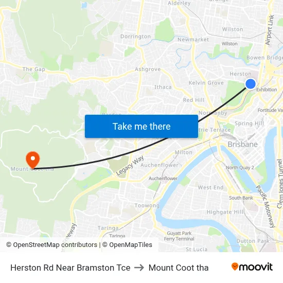 Herston Rd Near Bramston Tce to Mount Coot tha map