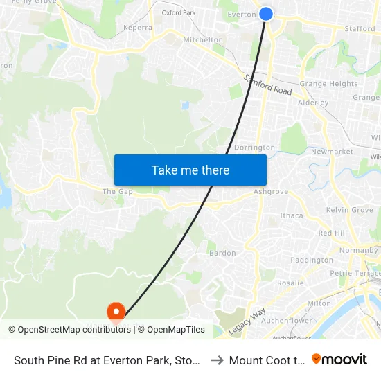 South Pine Rd at Everton Park, Stop 37 to Mount Coot tha map