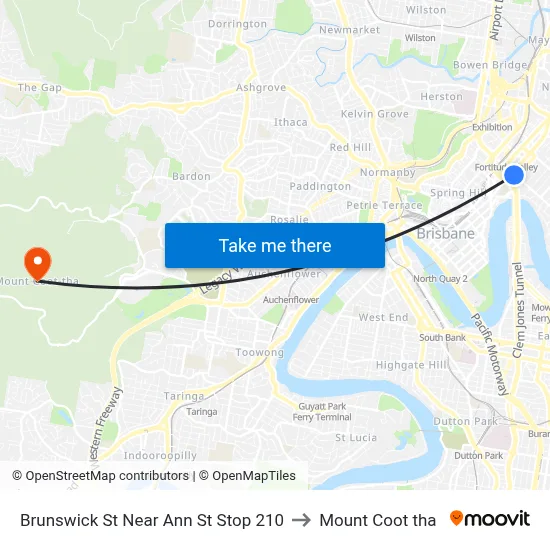 Brunswick St Near Ann St Stop 210 to Mount Coot tha map