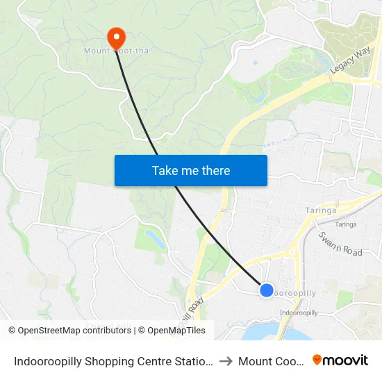 Indooroopilly Shopping Centre Station, Stop B to Mount Coot tha map