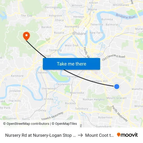 Nursery Rd at Nursery-Logan Stop 48 to Mount Coot tha map