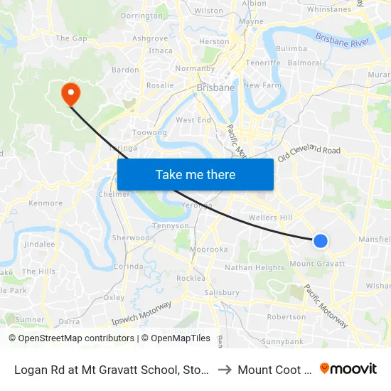 Logan Rd at Mt Gravatt School, Stop 35s to Mount Coot tha map