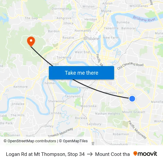 Logan Rd at Mt Thompson, Stop 34 to Mount Coot tha map