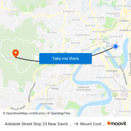 Adelaide Street Stop 23 Near David Jones to Mount Coot tha map