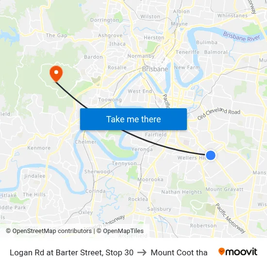 Logan Rd at Barter Street, Stop 30 to Mount Coot tha map