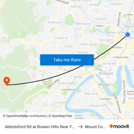 Abbotsford Rd at Bowen Hills Near Folkestone St to Mount Coot tha map