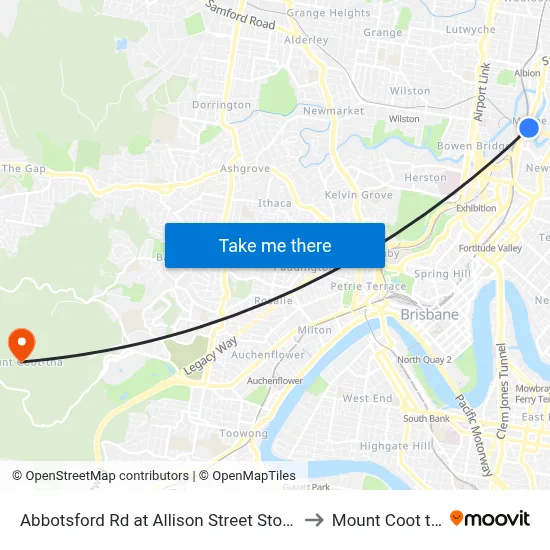 Abbotsford Rd at Allison Street Stop 16 to Mount Coot tha map