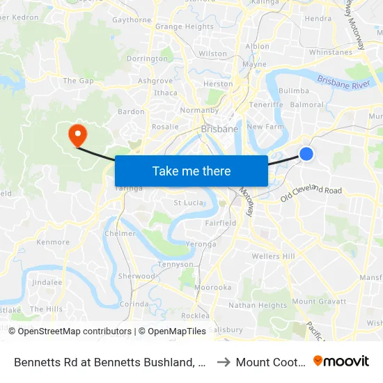 Bennetts Rd at Bennetts Bushland, Stop 29 to Mount Coot tha map
