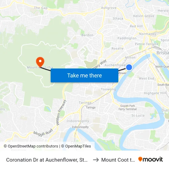 Coronation Dr at Auchenflower, Stop 7 to Mount Coot tha map