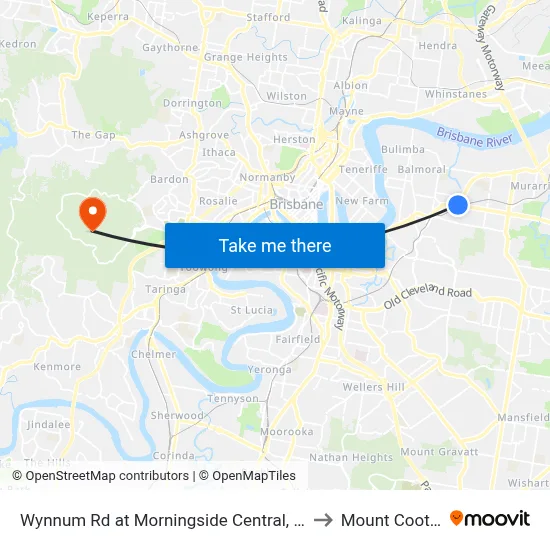 Wynnum Rd at Morningside Central, Stop 30 to Mount Coot tha map