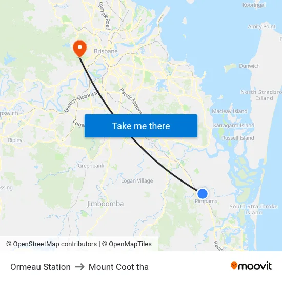 Ormeau Station to Mount Coot tha map
