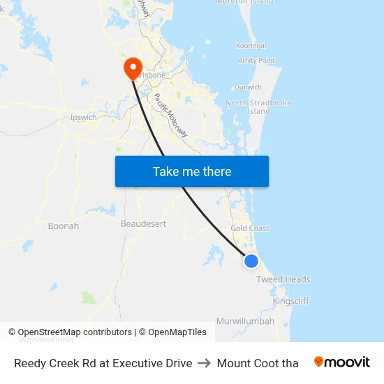 Reedy Creek Rd at Executive Drive to Mount Coot tha map
