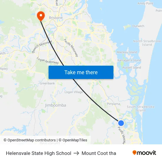 Helensvale State High School to Mount Coot tha map