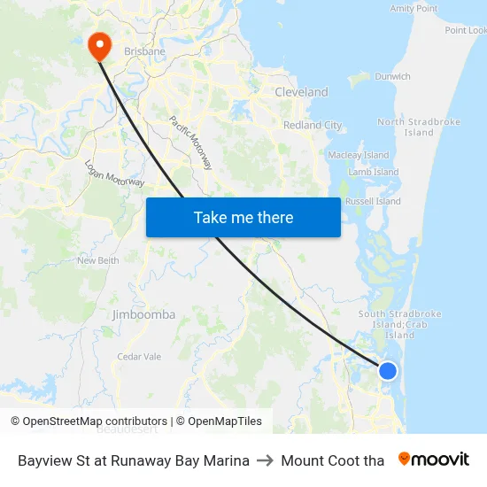 Bayview St at Runaway Bay Marina to Mount Coot tha map