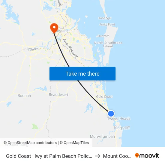 Gold Coast Hwy at Palm Beach Police Station to Mount Coot tha map