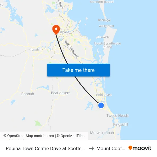 Robina Town Centre Drive at Scottsdale Dr to Mount Coot tha map