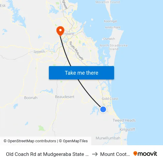 Old Coach Rd at Mudgeeraba State School to Mount Coot tha map